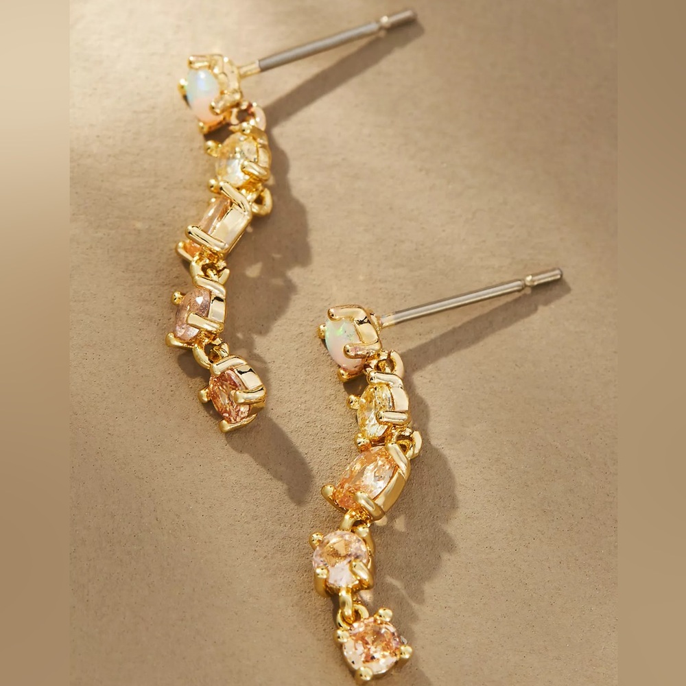Anthropologie Crystal Drop Earrings - Ivory - NWT